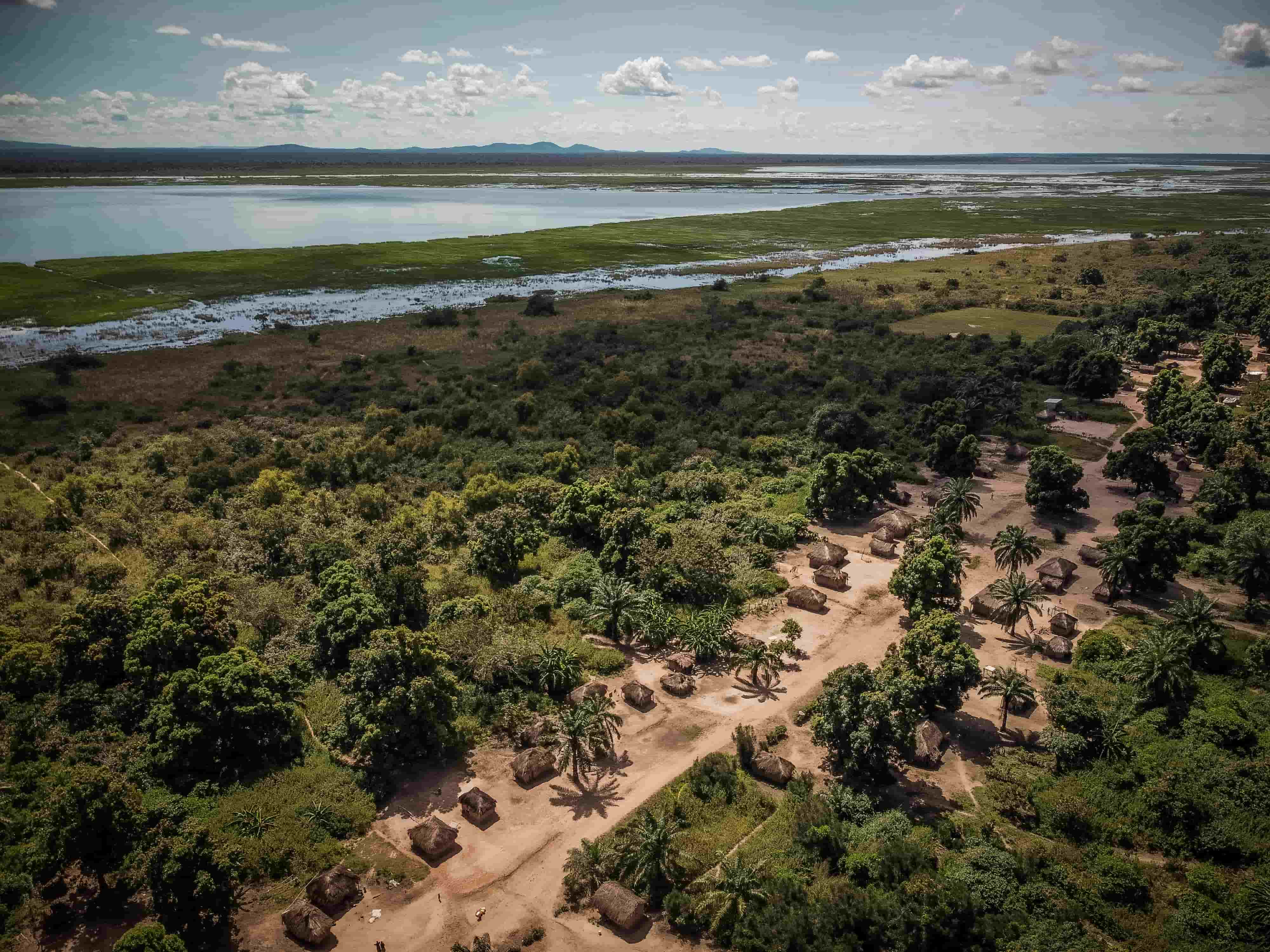 Aerial views of the village of Kapotonga, Manono Territory, DRC