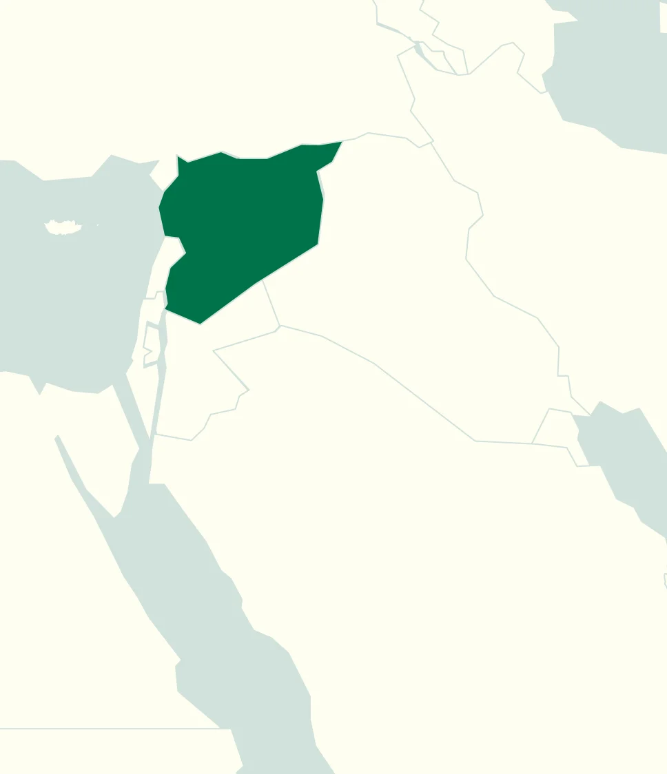 NW Syria highlighted on a world map