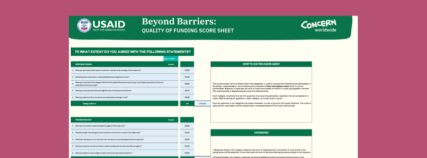 A preview image of the Beyond Barriers Quality of Funding Score Sheet document