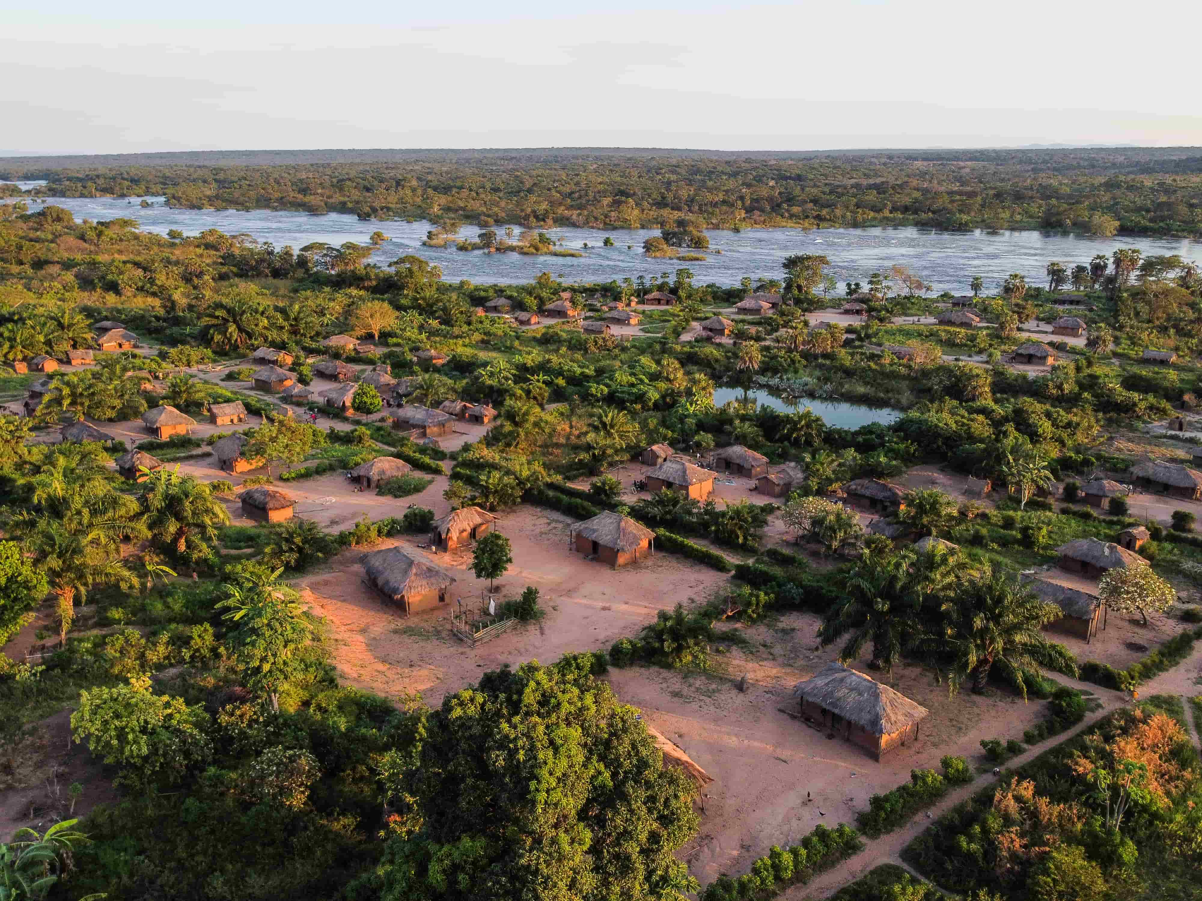 An arial view of a village.